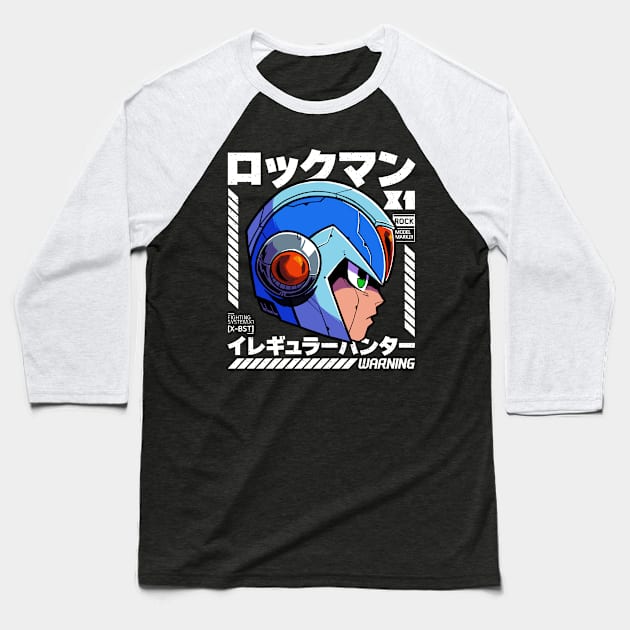 Megaman X Black Baseball T-Shirt by marceloosapo